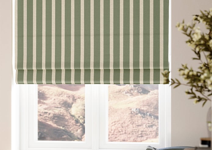 Emily Bond Parasol Stripe, Fern Green - Roman Blind - Image 5
